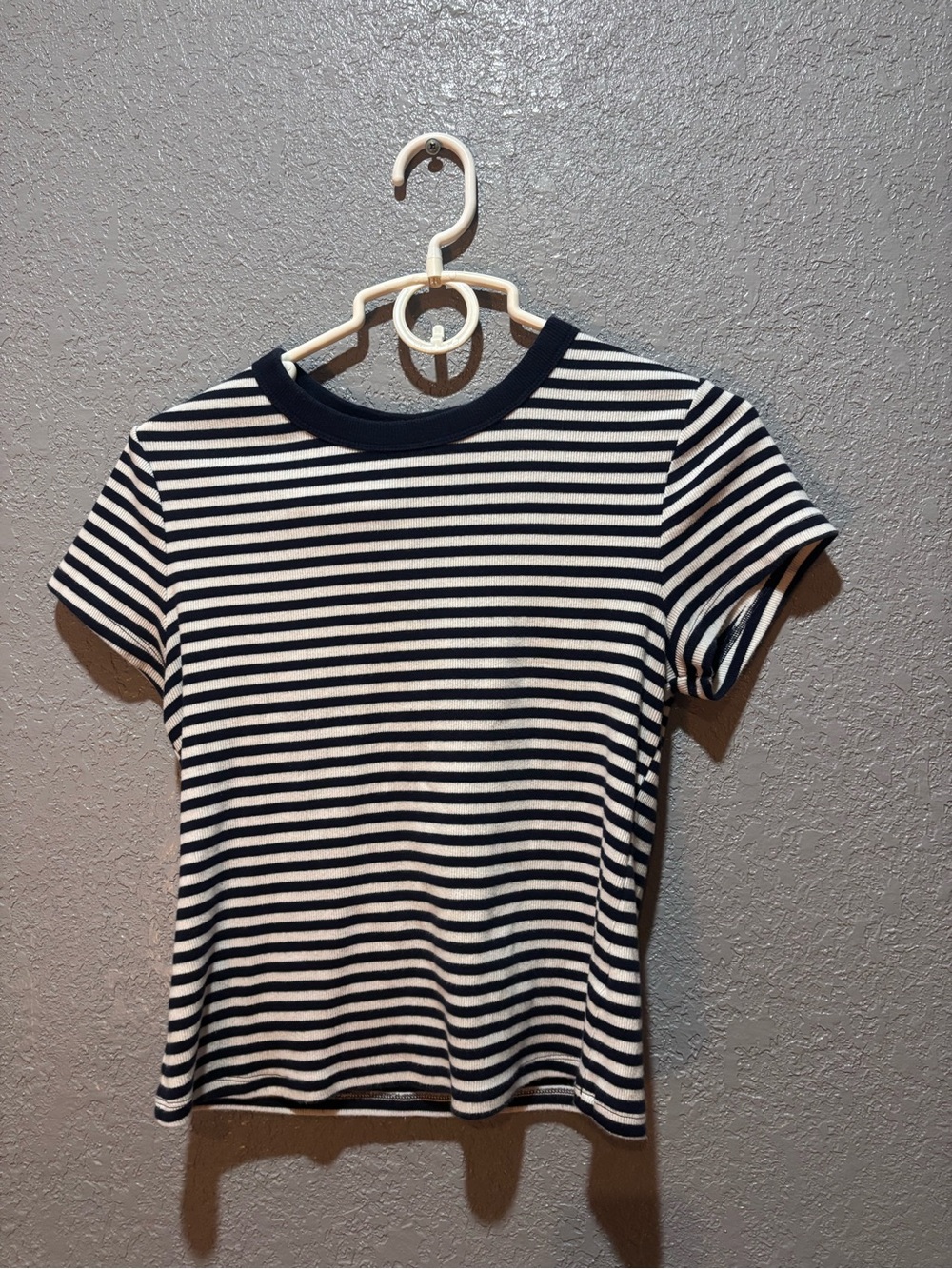 Old Navy Navy and White Striped Short Sleeve Tee